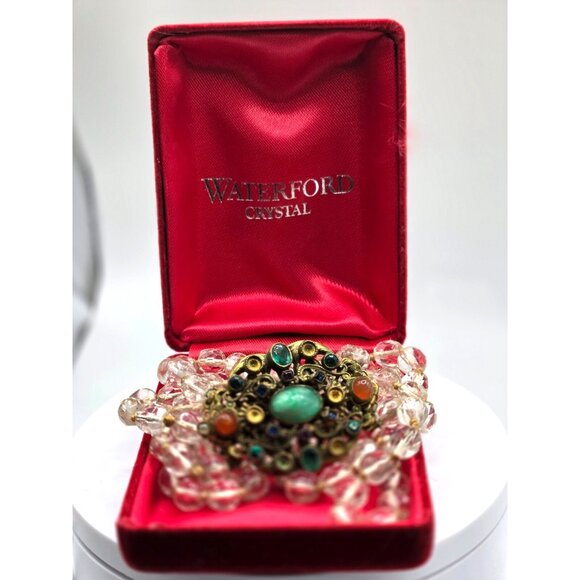 ANTIQUE Austro-Hungarian Crystal Bead Necklace Circa 1890 Ornate Filigree read - Picture 14 of 15